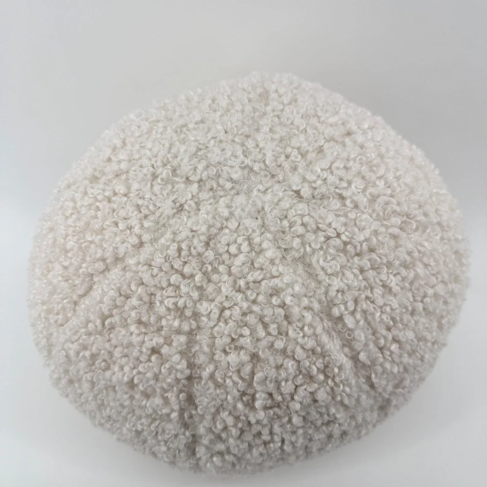Pottery Barn Ball Pillow Cream Solid Sherpa Faux Shearling Round Accent